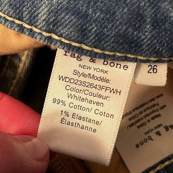 Rag & Bone Dre Low-Rise Slim Boyfriend Jeans Size 26 Whitehaven Distressed - Picture 8 of 9